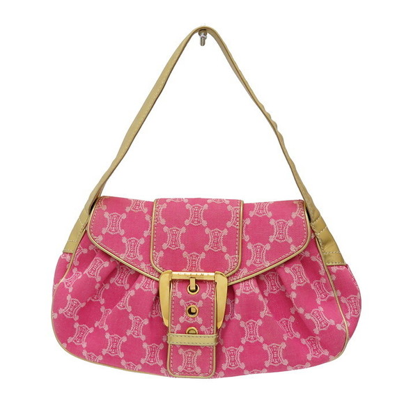 Celine Paris Macadam Pattern Handbag Canvas Leather Pink Gold - Picture 1 of 1